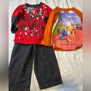 Disney Mickey Mouse tee and matching jeans and Mickey & friends long sleeve tee